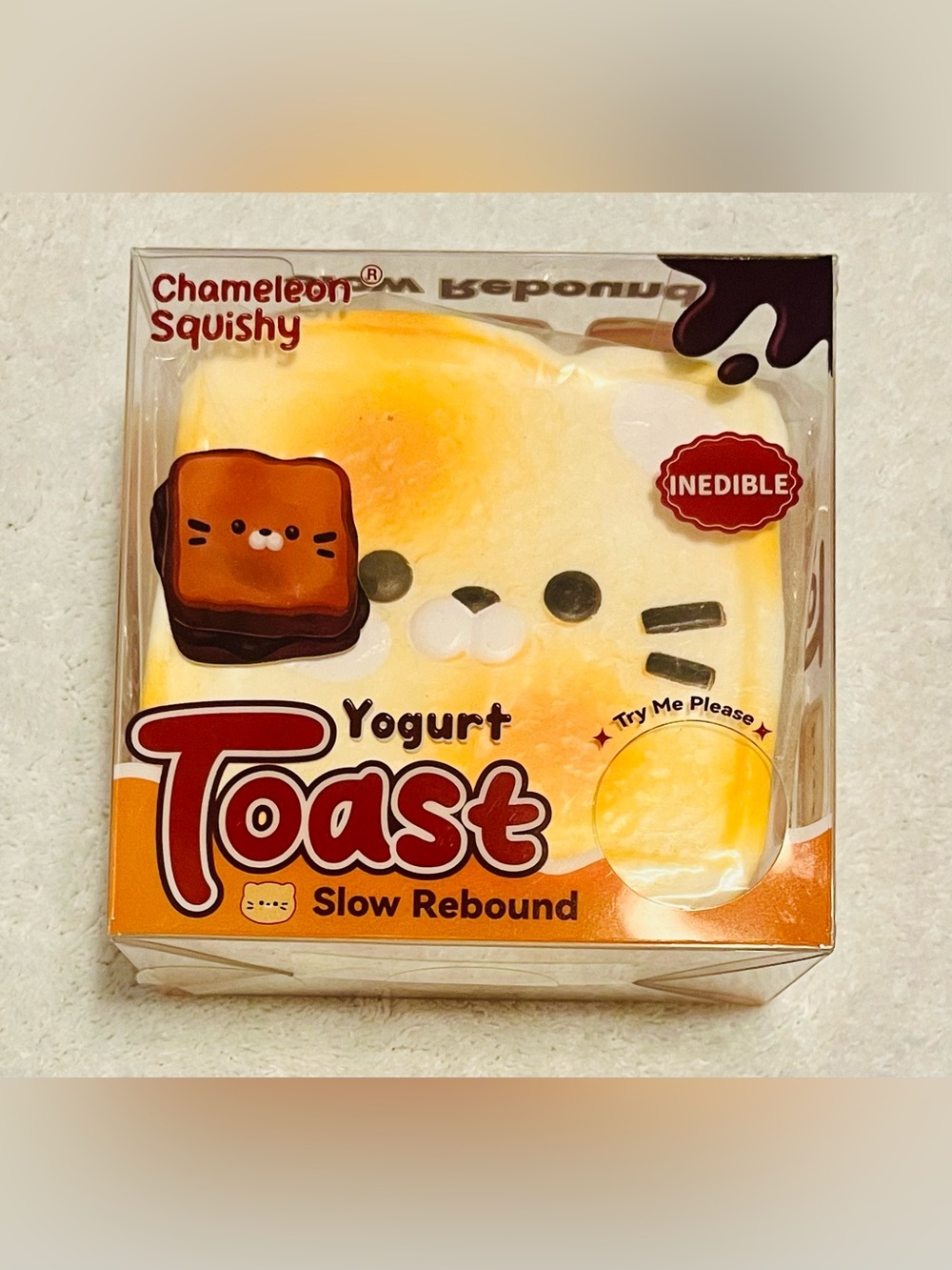 Chameleon Squishy Yogurt Toast Squishy - White & Yellow